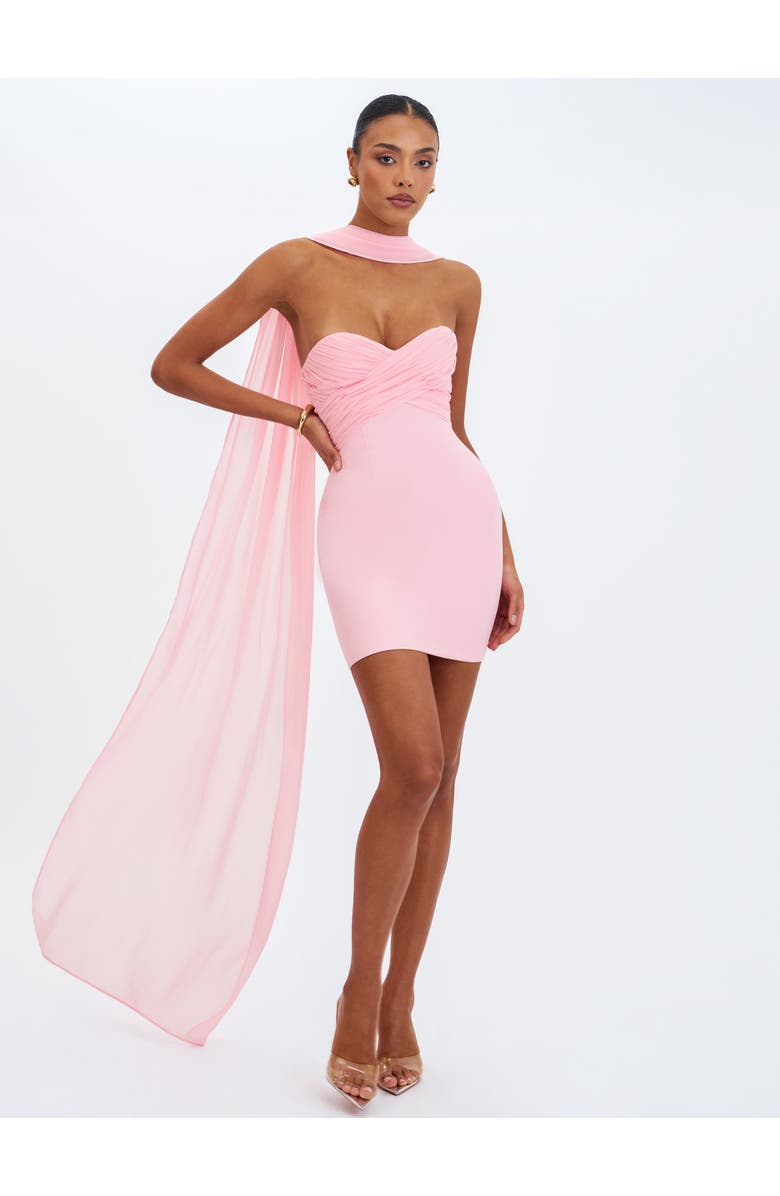 Miss Circle Olivia Strapless Crossover Mini Dress, Alternate, color, Pink