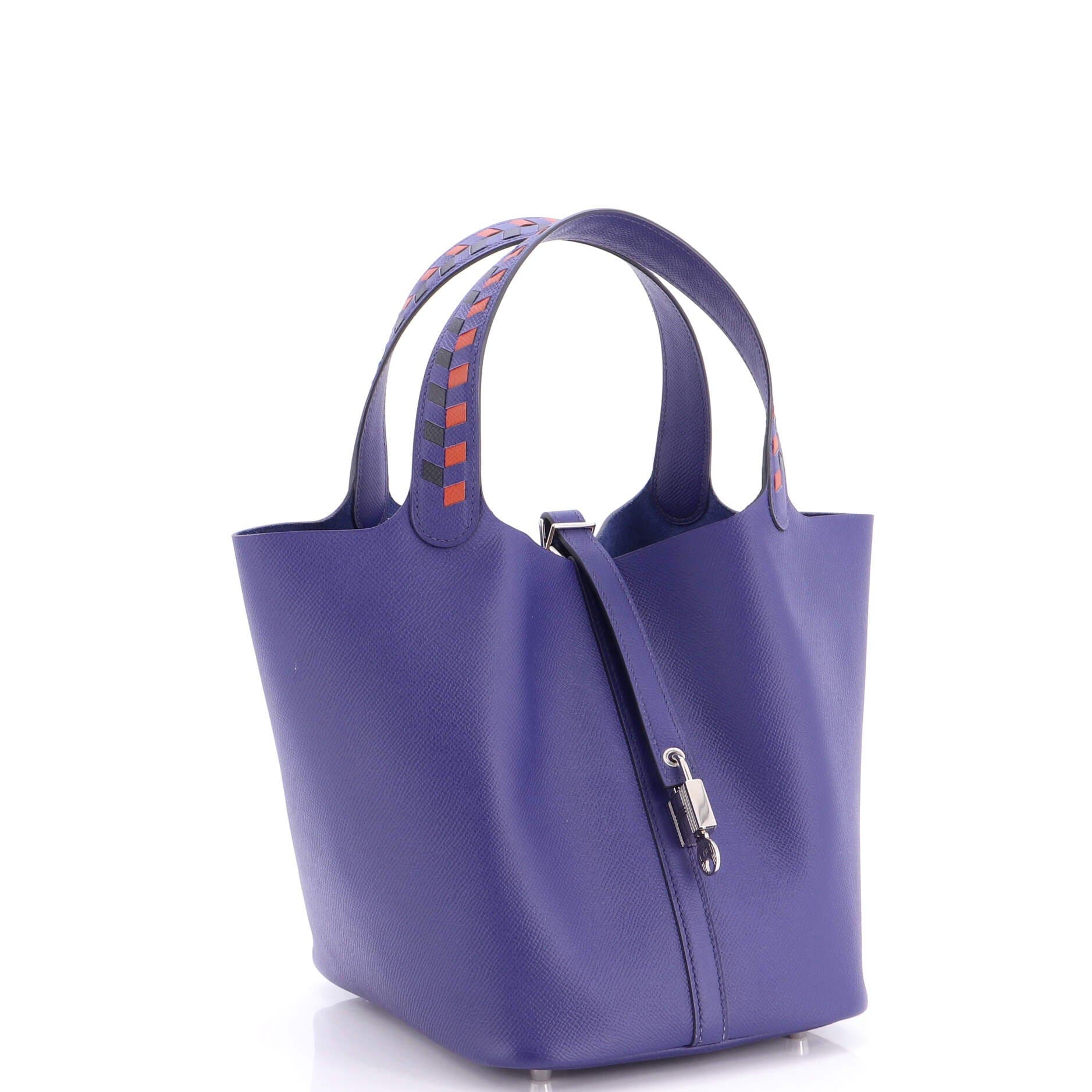 Picotin Lock Bag Tressage Epsom MM, Alternate, color, Blue