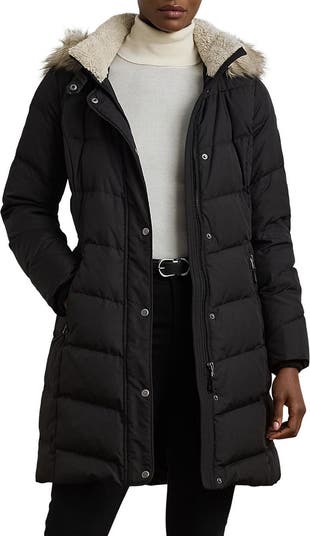 Lauren Ralph Lauren Black Down store Fur Trim Puffer Coat Jacket Parka Plus Size 3XL