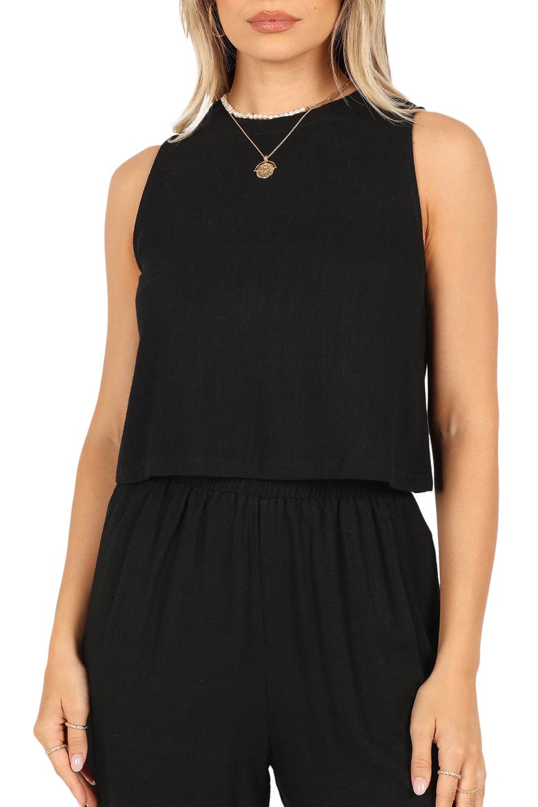 Marnie Tank & Wide Leg Pants Linen Set, Alternate, color, BLACK