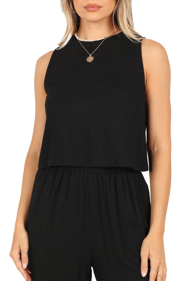 Petal & Pup Marnie Tank & Wide Leg Pants Linen Set, Alternate, color, Black