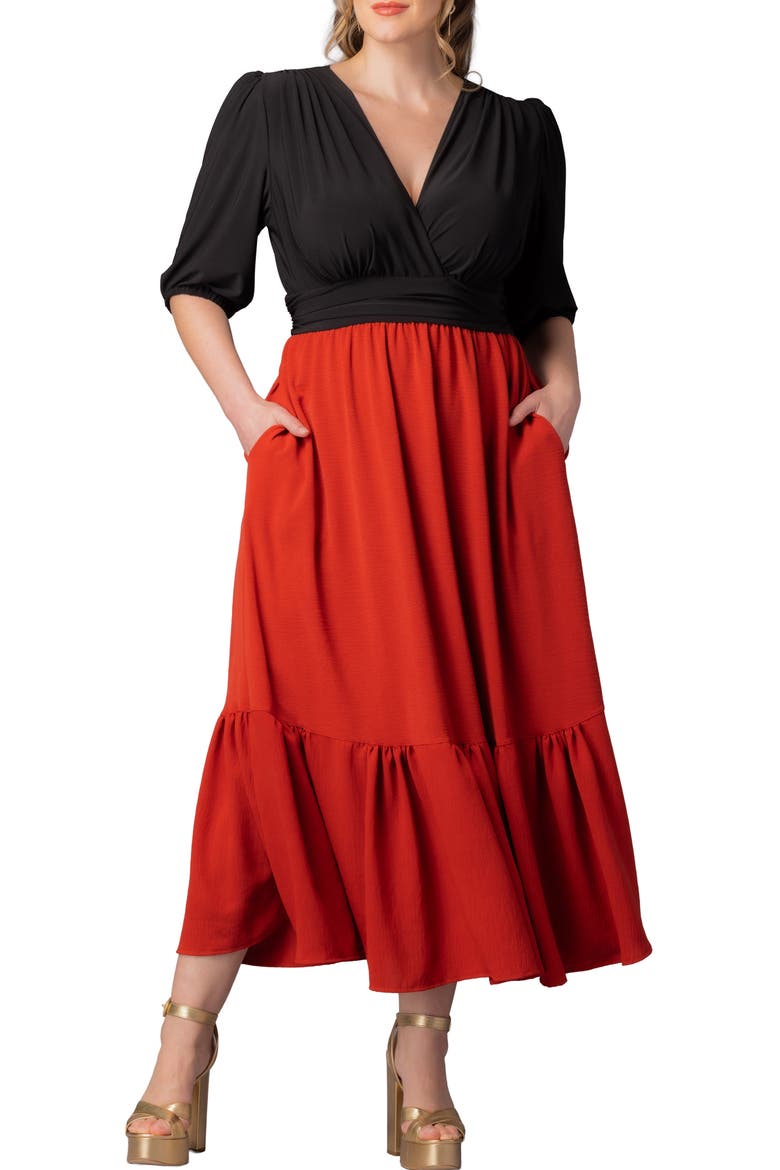 Danica Mixed Media Dress, Main, color, CHILI PEPPER