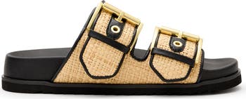 Sian Raffia Two-Strap Sandal