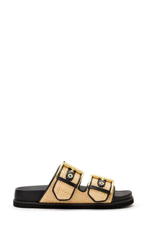 Shop Allsaints Sian Raffia Two-strap Sandal In Natural/black