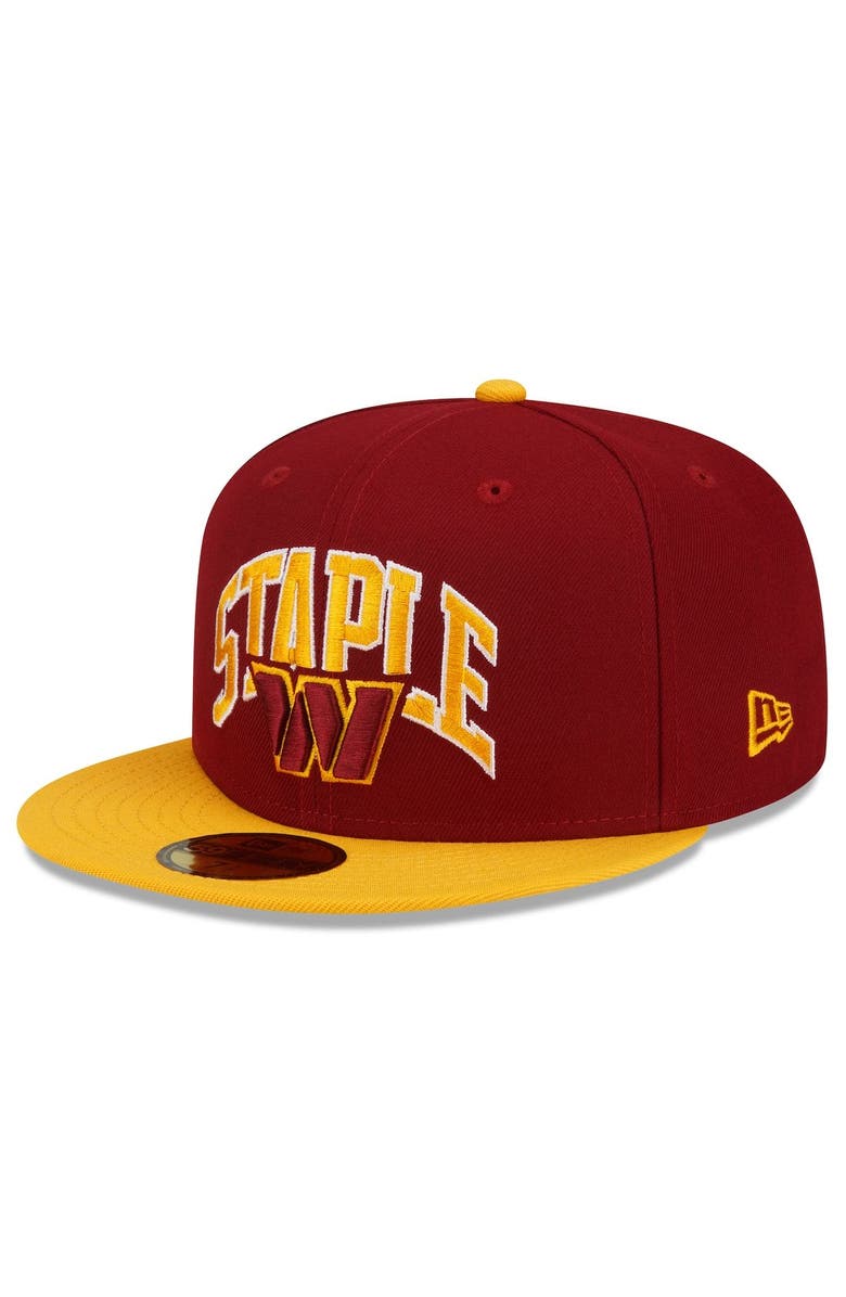 New Era x Staple Men's New Era Burgundy/Gold Washington Commanders NFL x Staple Collection 59FIFTY Fitted Hat, Alternate, color, 