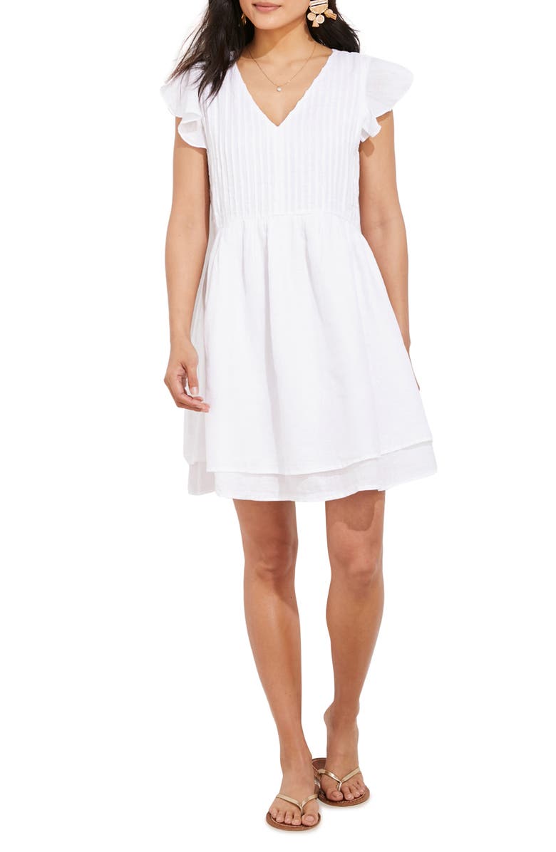 vineyard vines Linen Pintuck Minidress, Main, color, 