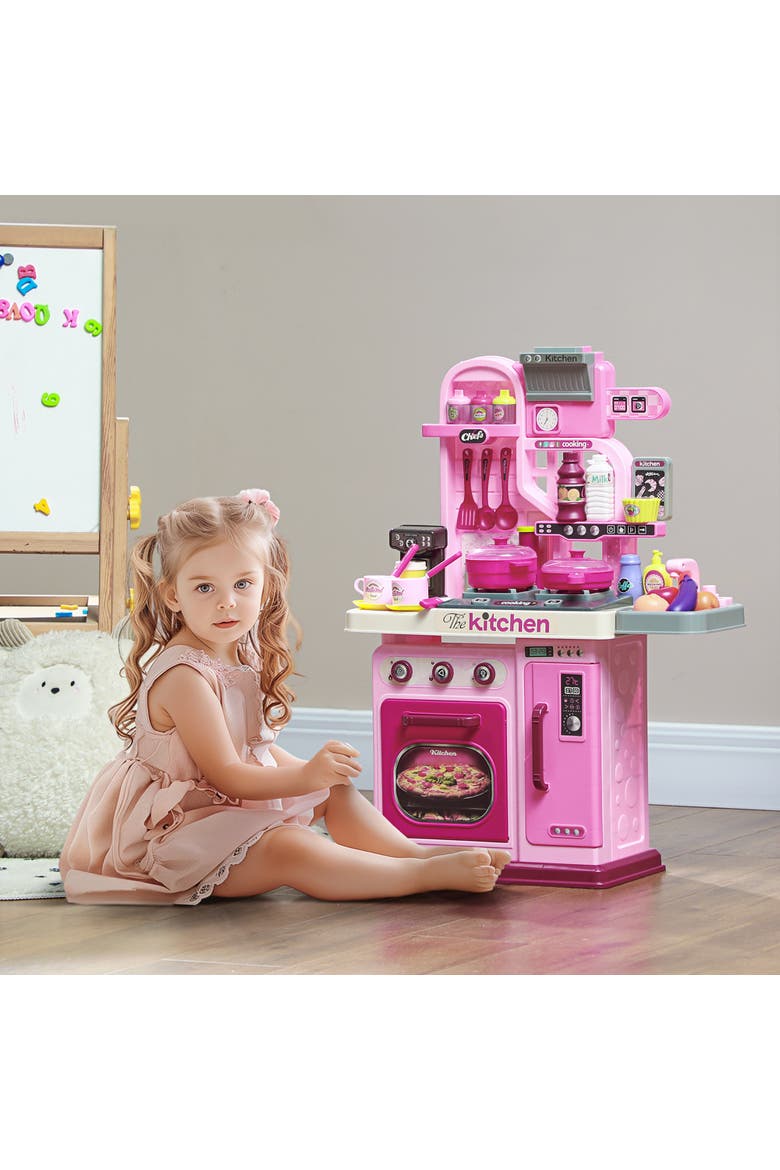 Kids Play Kitchen, Lights, Sounds, 33 Accessories, Storage, Alternate, color, Pink