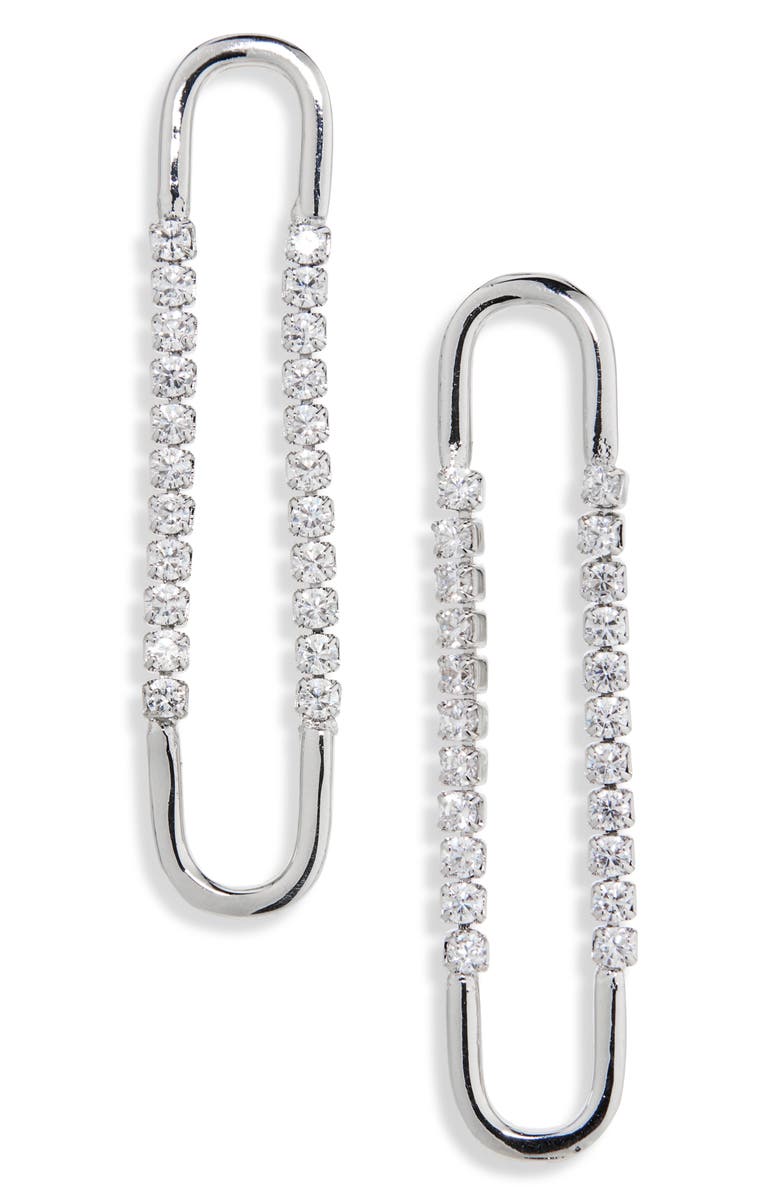 NORDSTROM RACK CZ Chain Drop Earrings, Main, color, Clear- Silver