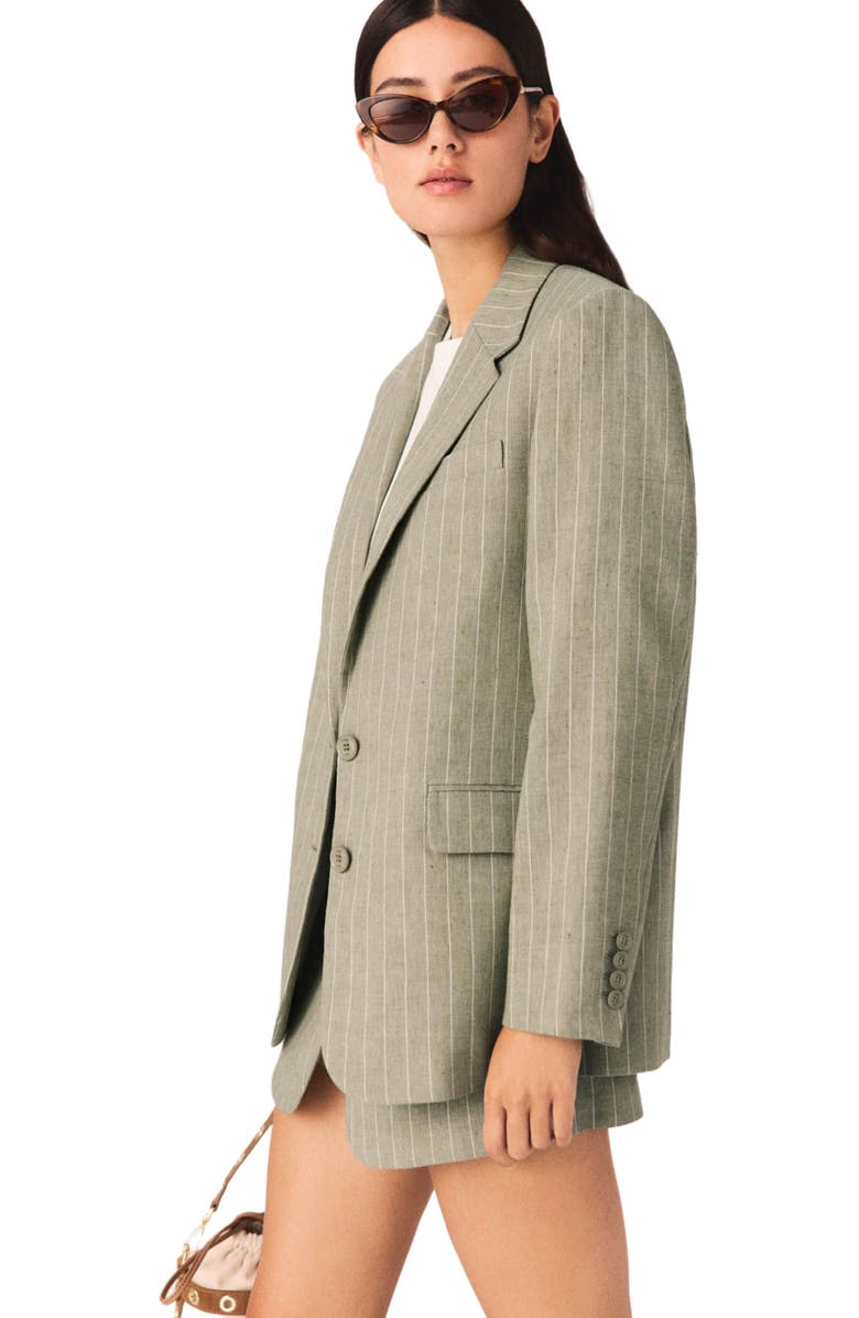 maje Linen blend suit jacket, Alternate, color, Khaki
