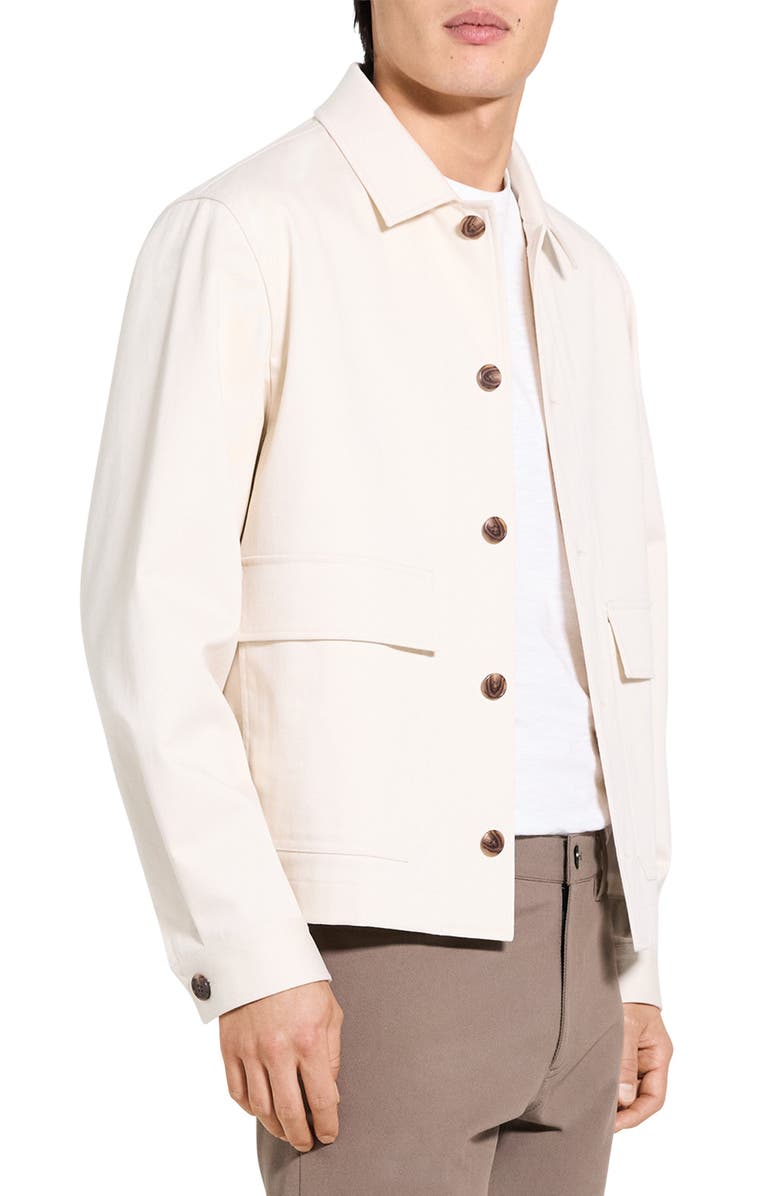 Theory Moonsoft Cotton Twill Button-Up Shirt Jacket, Alternate, color, Winter Ivory