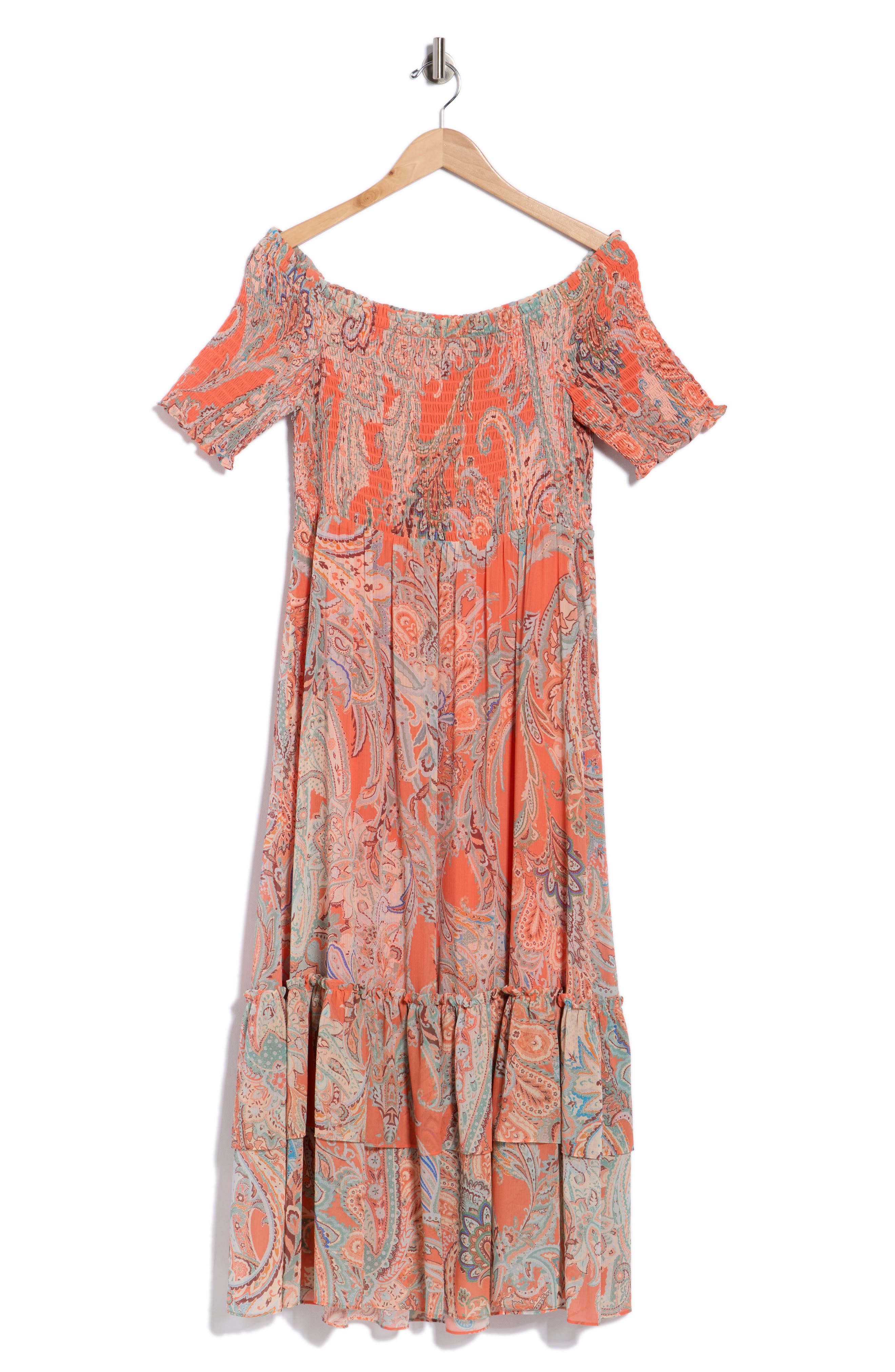 Oriel Off the Shoulder Smocked Fit & Flare Dress - image 2
