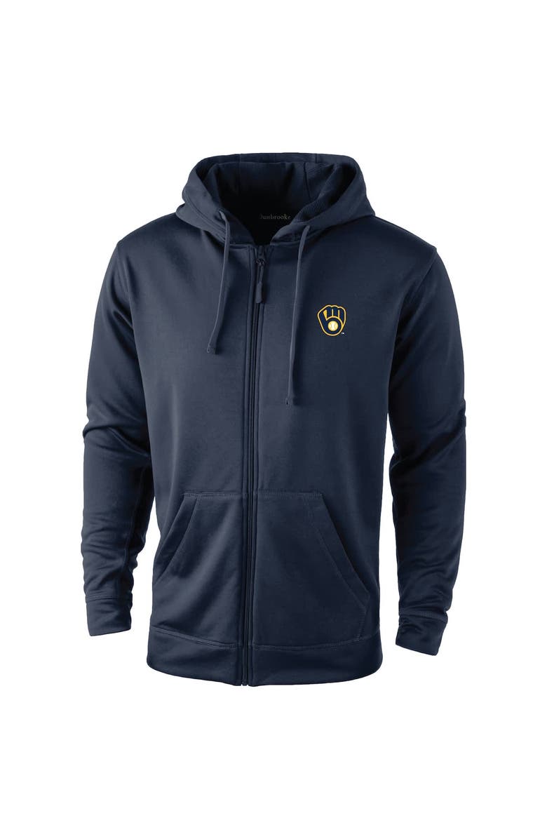 DUNBROOKE Men's Dunbrooke Navy Milwaukee Brewers Trophy Full-Zip Hoodie, Main, color,