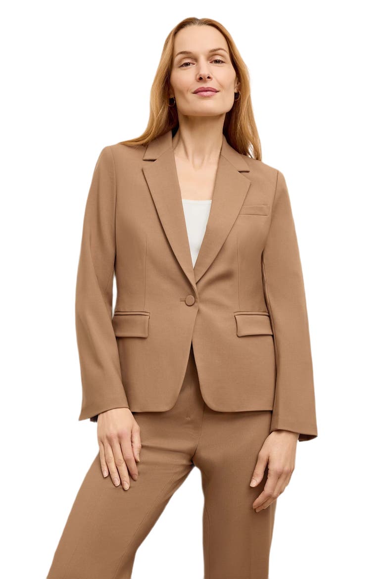 Yasmine Blazer - Wool Twill, Main, color, Saddle