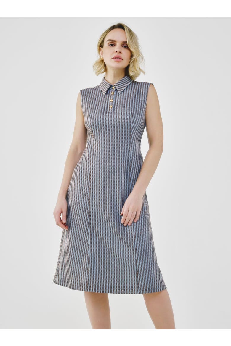 Sleeveless Tailored Midi Dress, Alternate, color, Blue