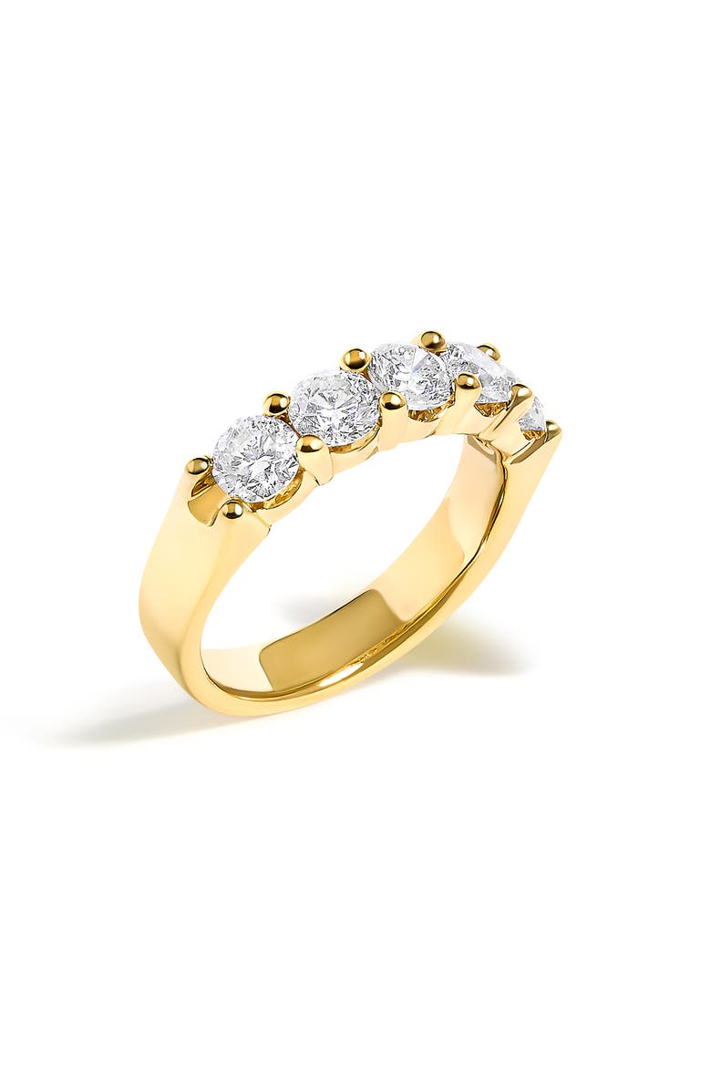 14K White Gold 1 1/2 Ctw Diamond 5 Stone Band Ring, Alternate, color, Yellow Gold