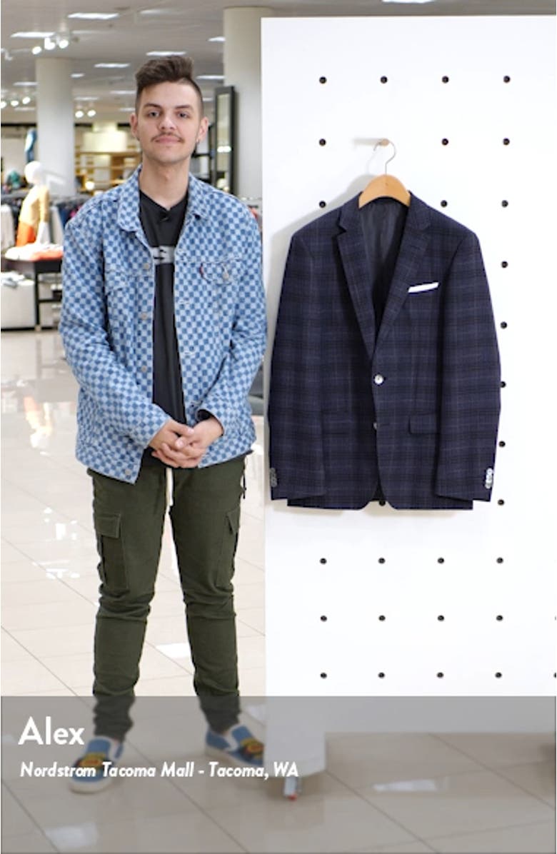 Hutsons Trim Fit Plaid Wool Sport Coat, sales video thumbnail