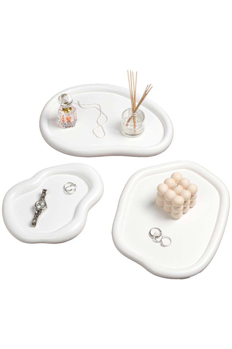 Grace Contemporary Concrete Decorative Cloud Jewelry Trays, Main, color, White
