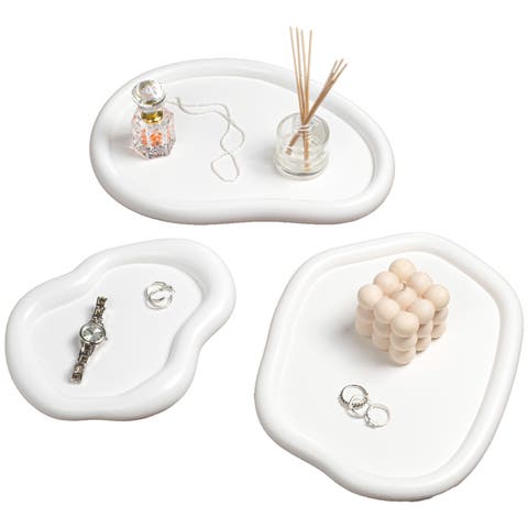 Grace Contemporary Concrete Decorative Cloud Jewelry Trays (Set of 3)