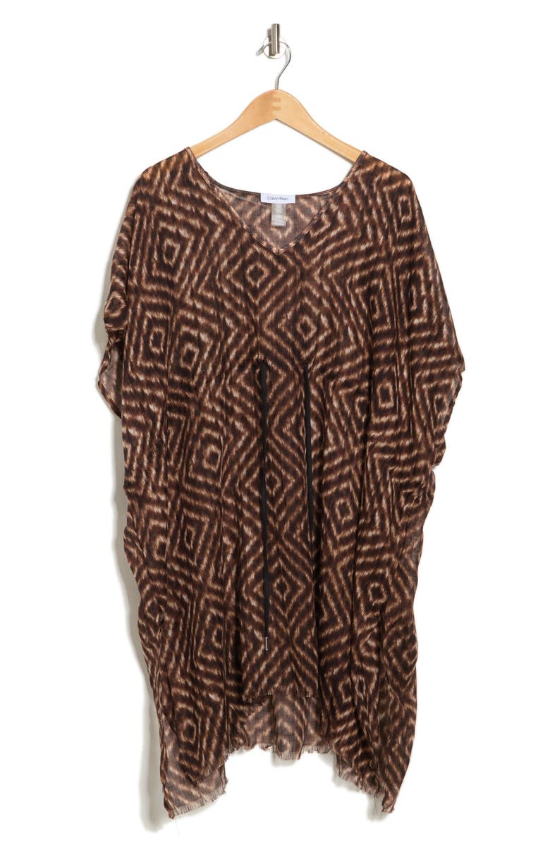 Calvin Klein Geometric Print Beach Cover-Up Tunic, Alternate, color, 
