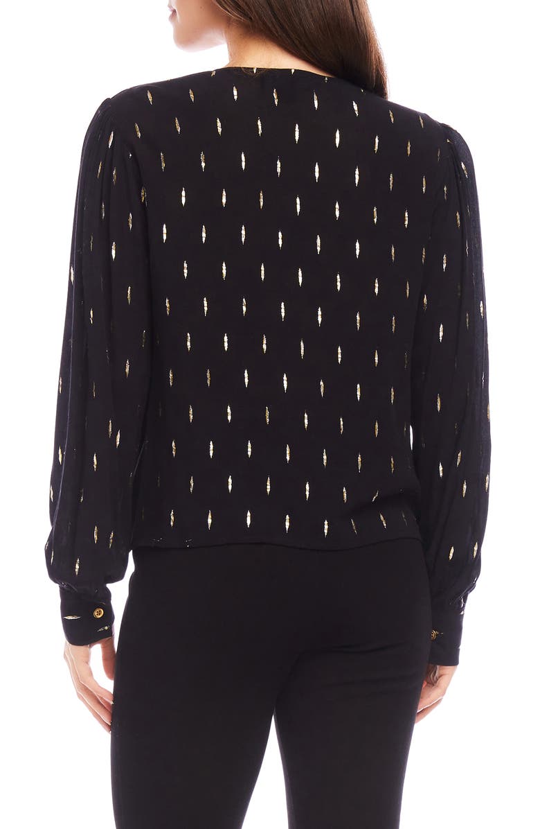 Karen Kane Metallic Drape Front Top, Alternate, color, Blk