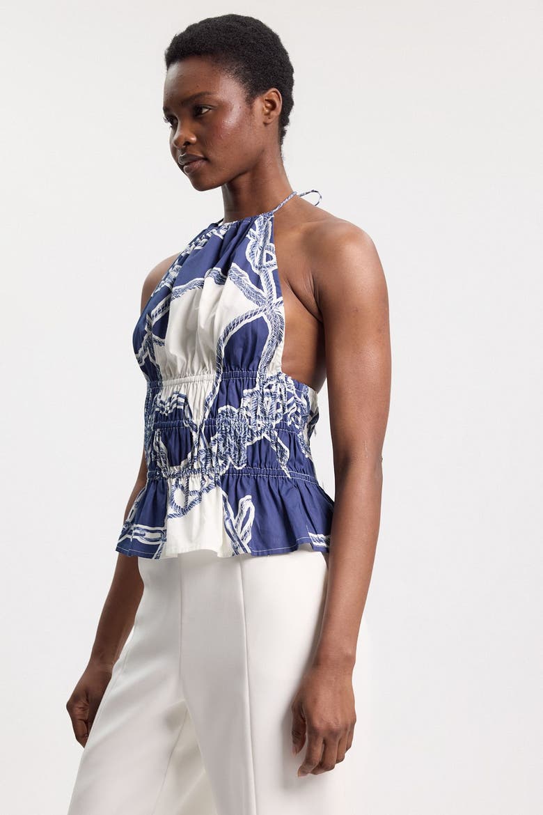 Chain Print Halter Top, Alternate, color, Blue