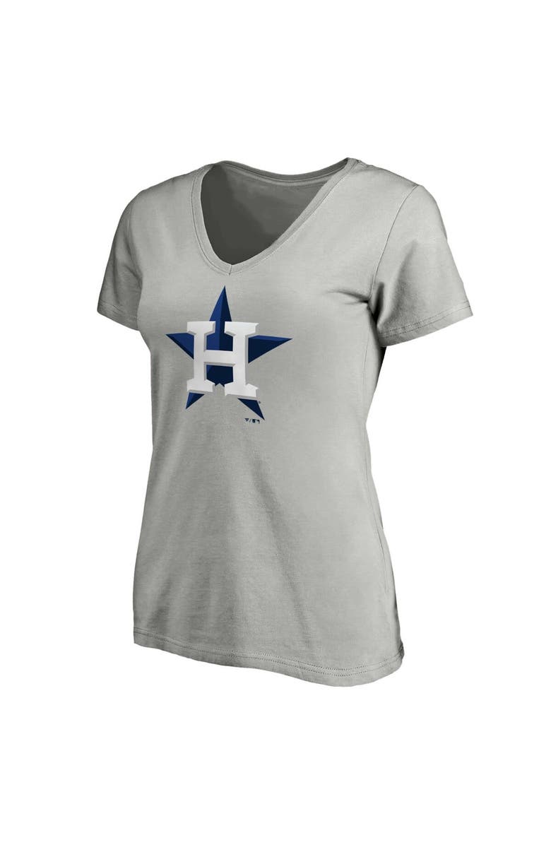 FANATICS Women's Fanatics Branded Heathered Gray Houston Astros Core Official Logo V-Neck T-Shirt, Alternate, color, 
