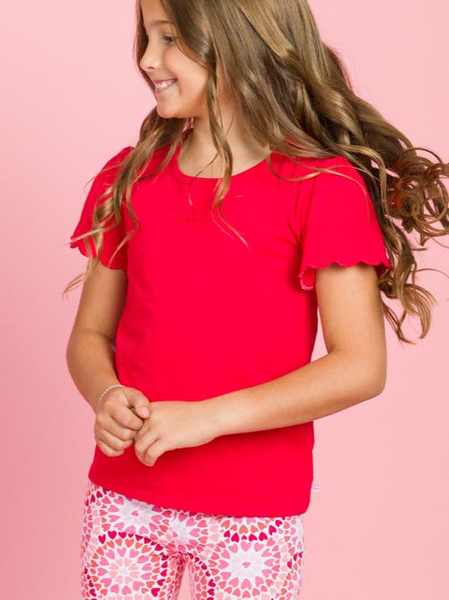 Rufflebutts Baby Girls Short Sleeve Scallop Tee In Red