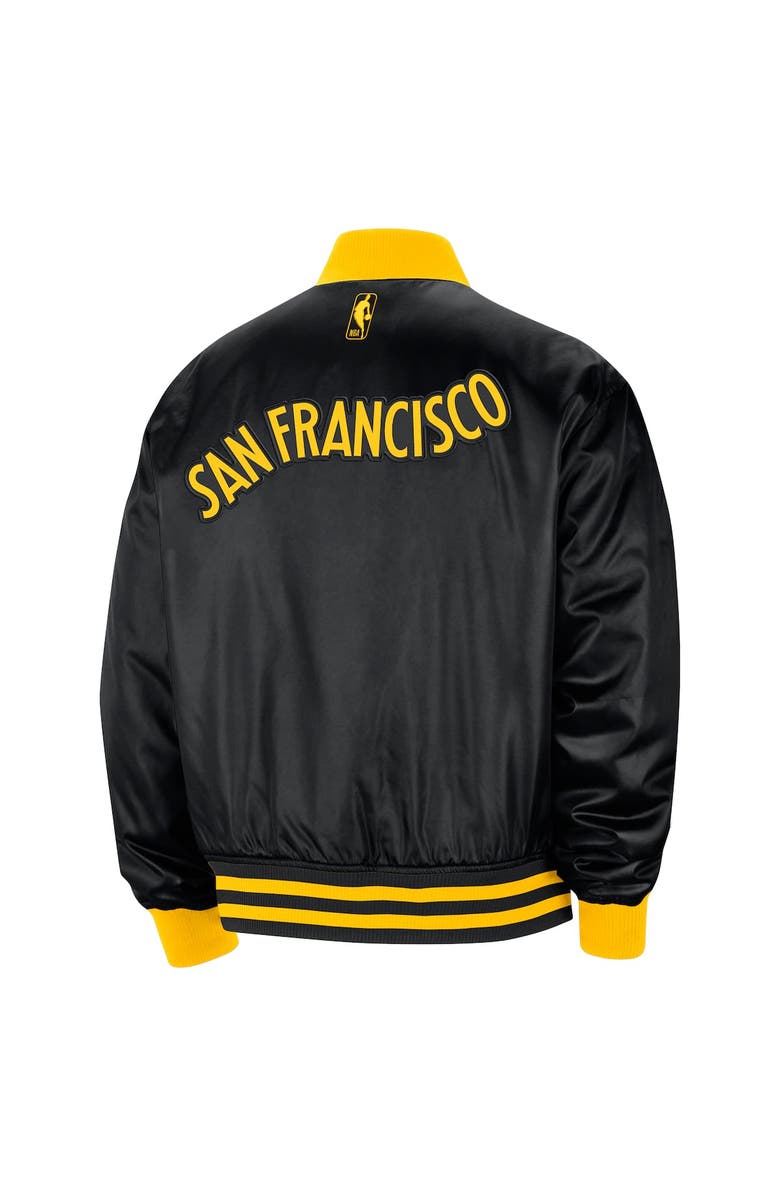 Nike Men's Nike Black Golden State Warriors 2023/24 City Edition Courtside Premier Full-Snap Bomber Jacket, Alternate, color,