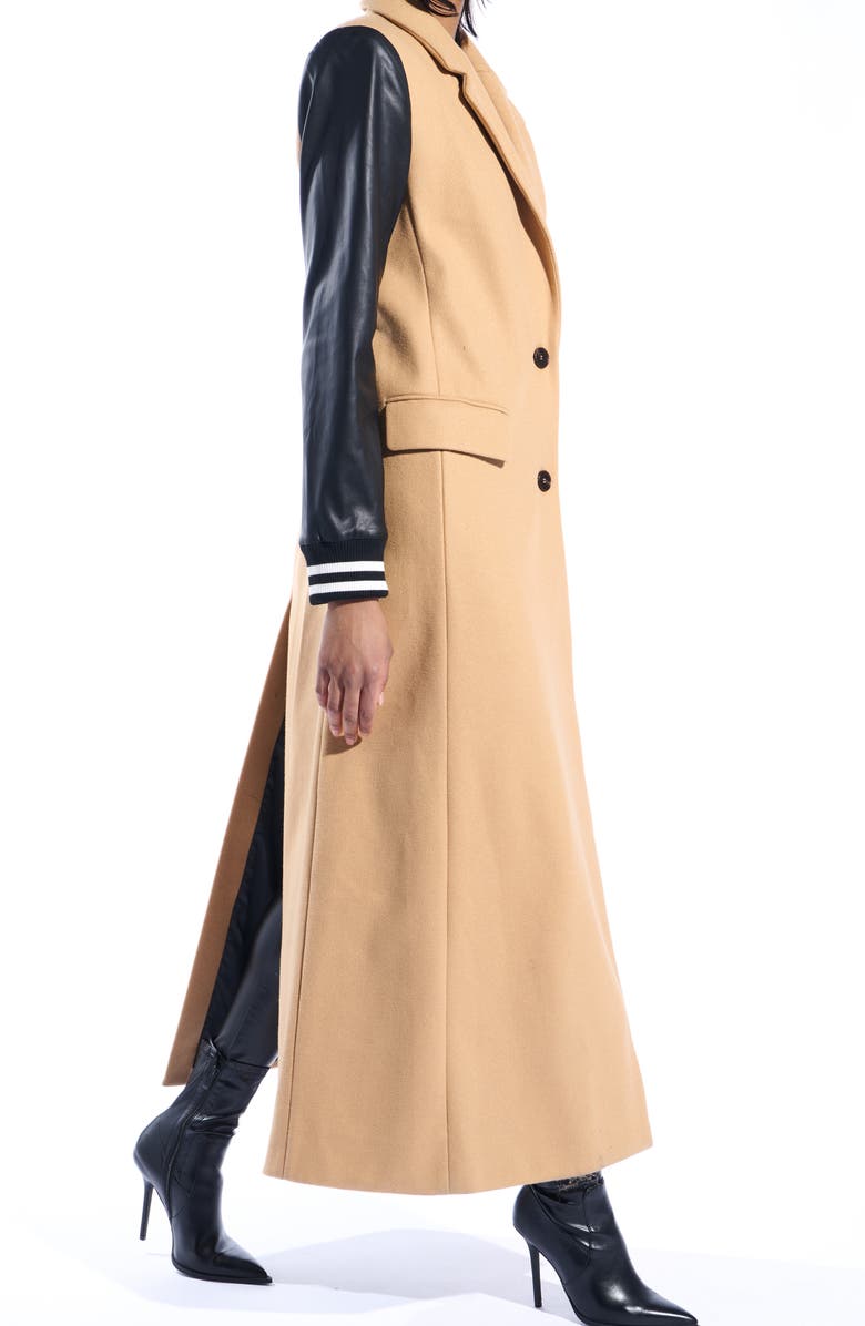 AZALEA WANG New York Mixed Media Coat, Alternate, color, Tan Multi