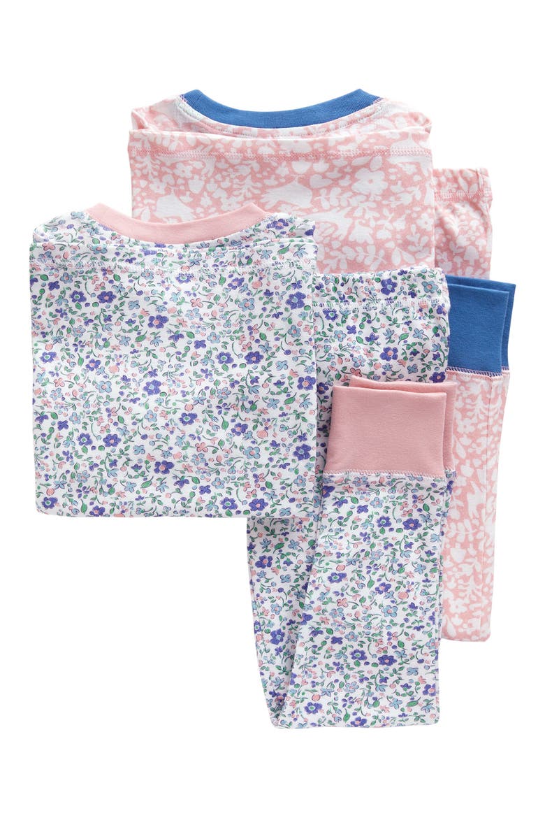 Kids' Assorted 2-Pack Fitted Two-Piece Cotton Pajamas, Alternate, color, IVORY DITSY FLORAL/ BOTO PINK