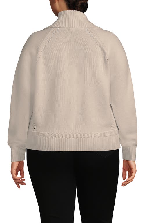 Lands' End Drifter Large Collar Zip Front Cardigan Sweater In Neutral