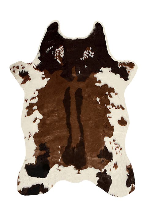 Faux Hide Fur Rug - Chocolate/White