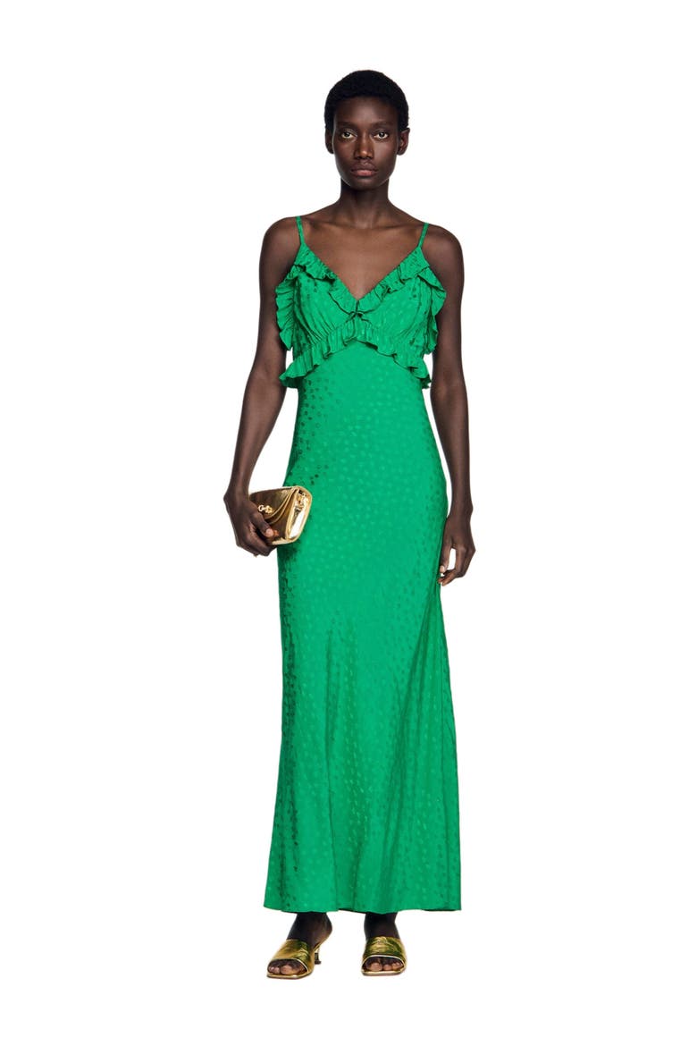 Maxi dress with straps, Alternate, color, Green