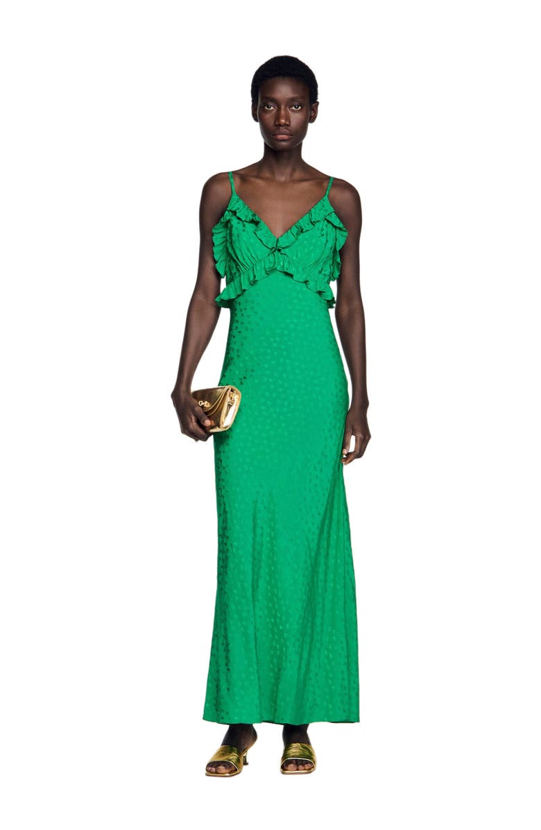 SANDRO Maxi dress with straps, Alternate, color, Green