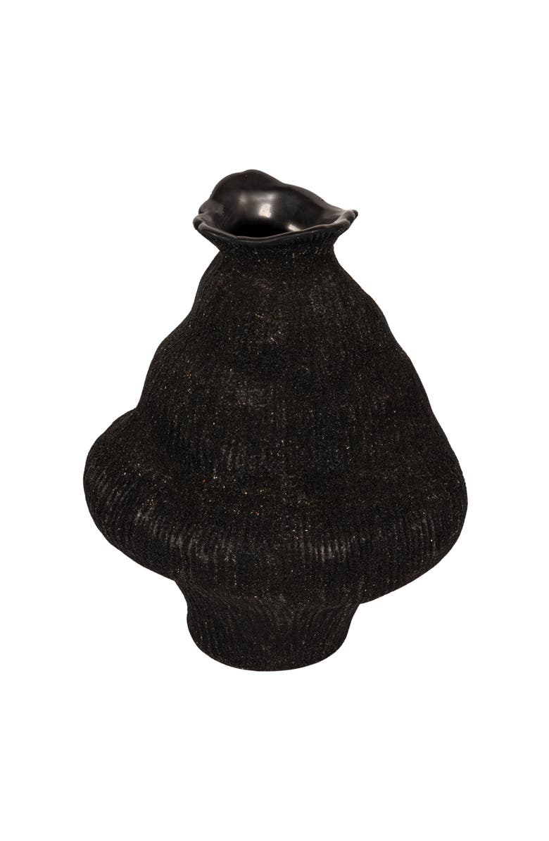 Storied Home Stoneware Organic Shaped Vase, Sand Finish, Black, Main, color, Black