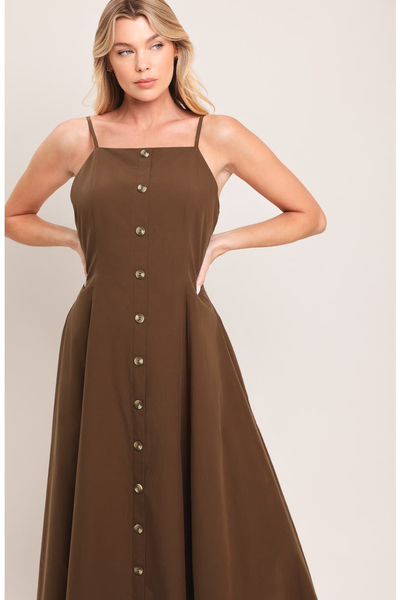 Sleevless Cotton Midi Dress, Alternate, color, CHOCOLATE