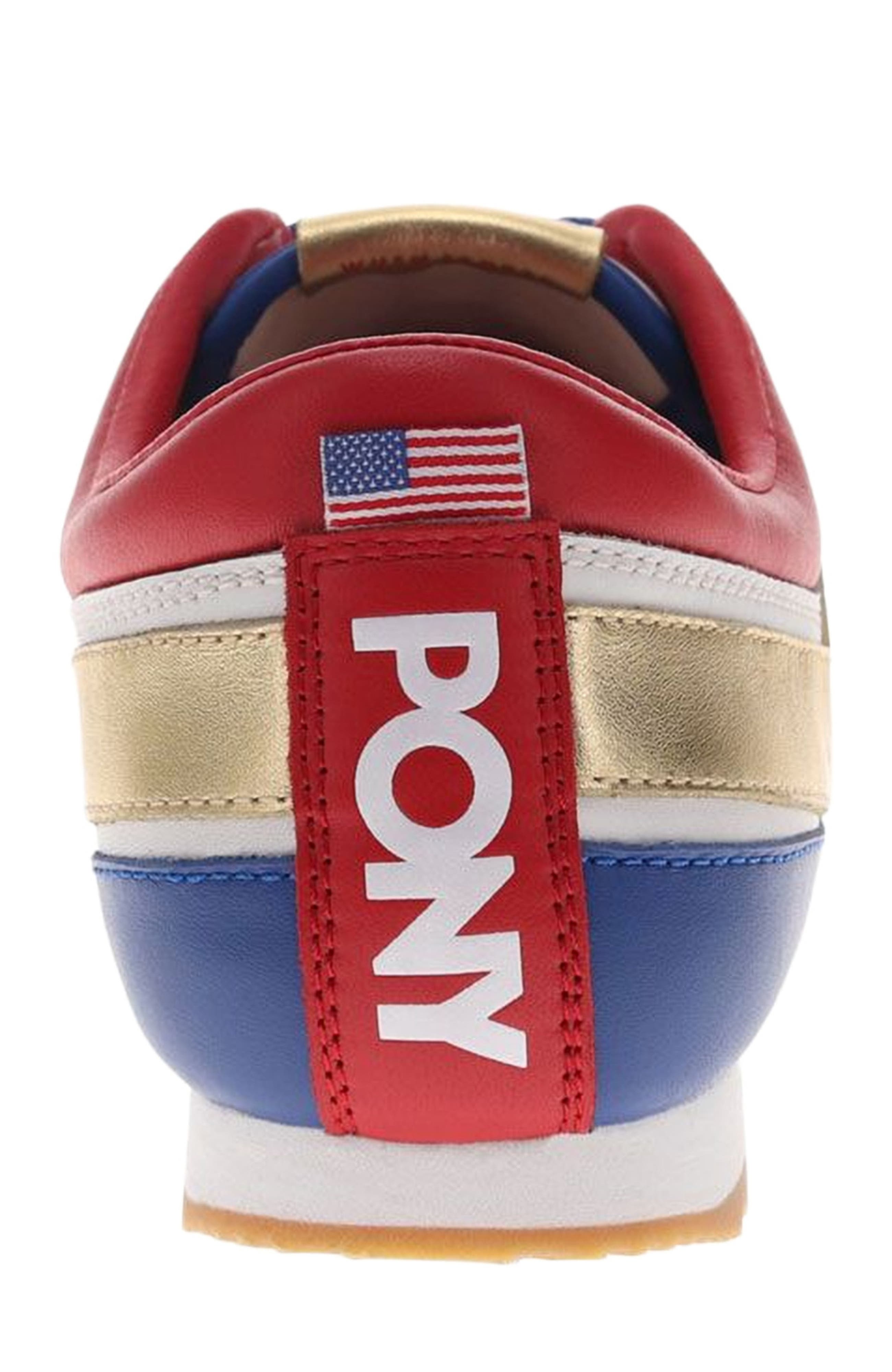 PONY Racer Lux Sneakers, Alternate, color, White/Blue/Red