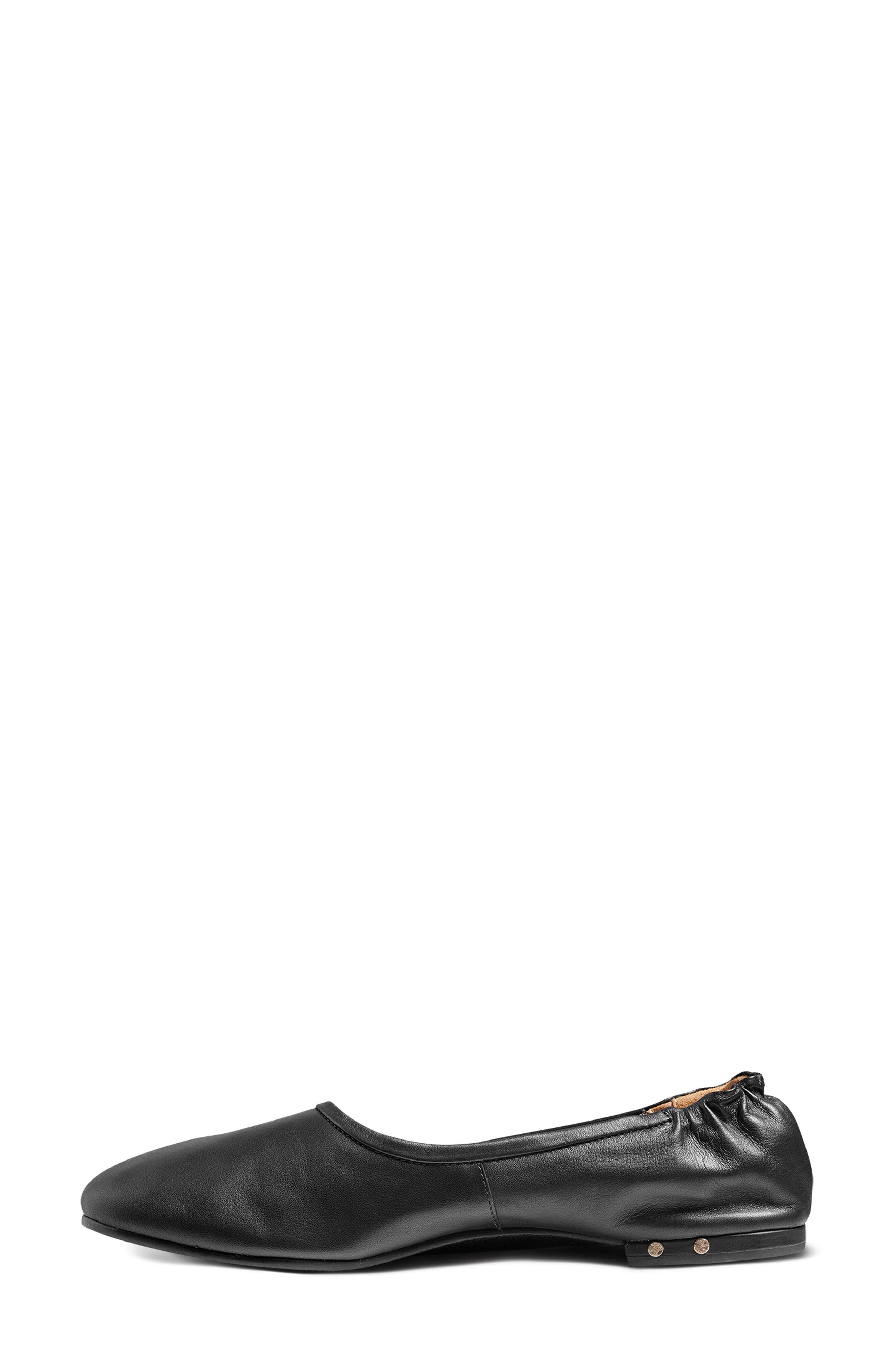 Swan Leather Ballet Flat, Alternate, color, BLACK