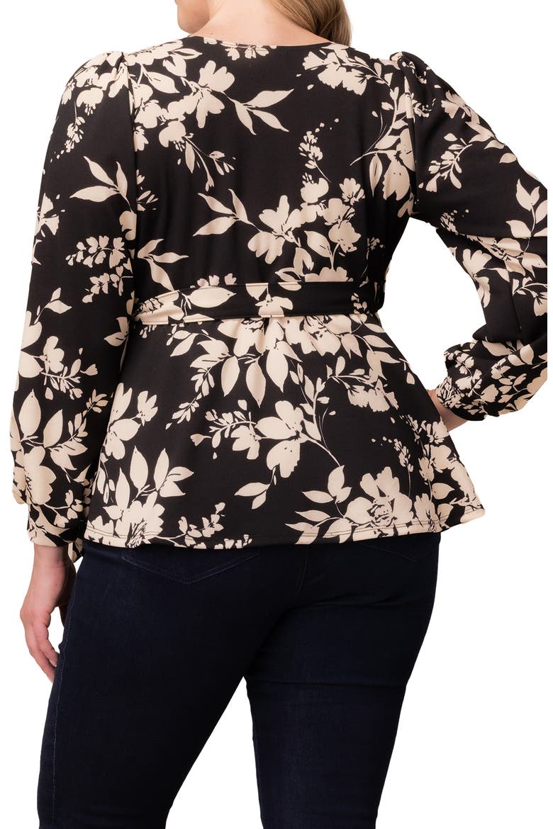 Natasha Print Wrap Top, Alternate, color, VINTAGE IVORY FLORALS