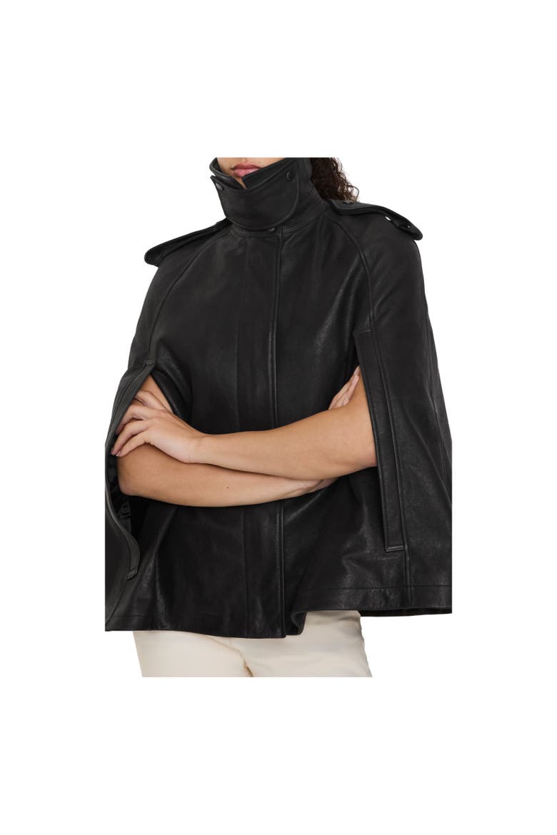 Leather Cape, Alternate, color, Black