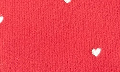 English Factory Heart Embroidered Puff Sleeve Sweater In Red