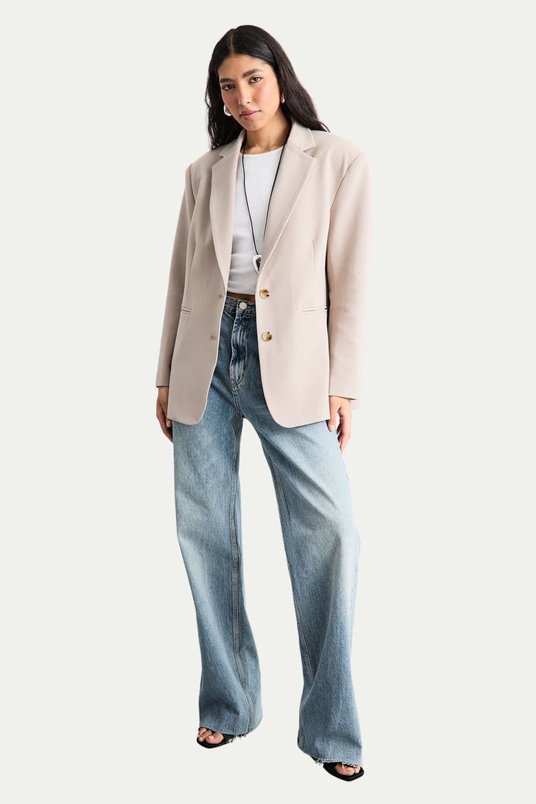 Oversized Single Breasted Blazer, Alternate, color, Stone