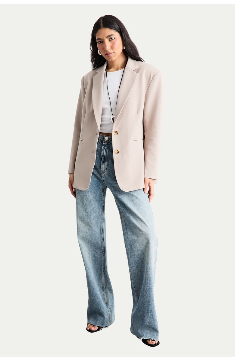 Warehouse Oversized Single Breasted Blazer, Alternate, color, Stone
