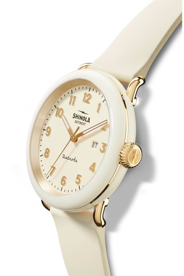 Detrola Au Gold Silicone Strap Watch, 43mm, Alternate, color, GOLD