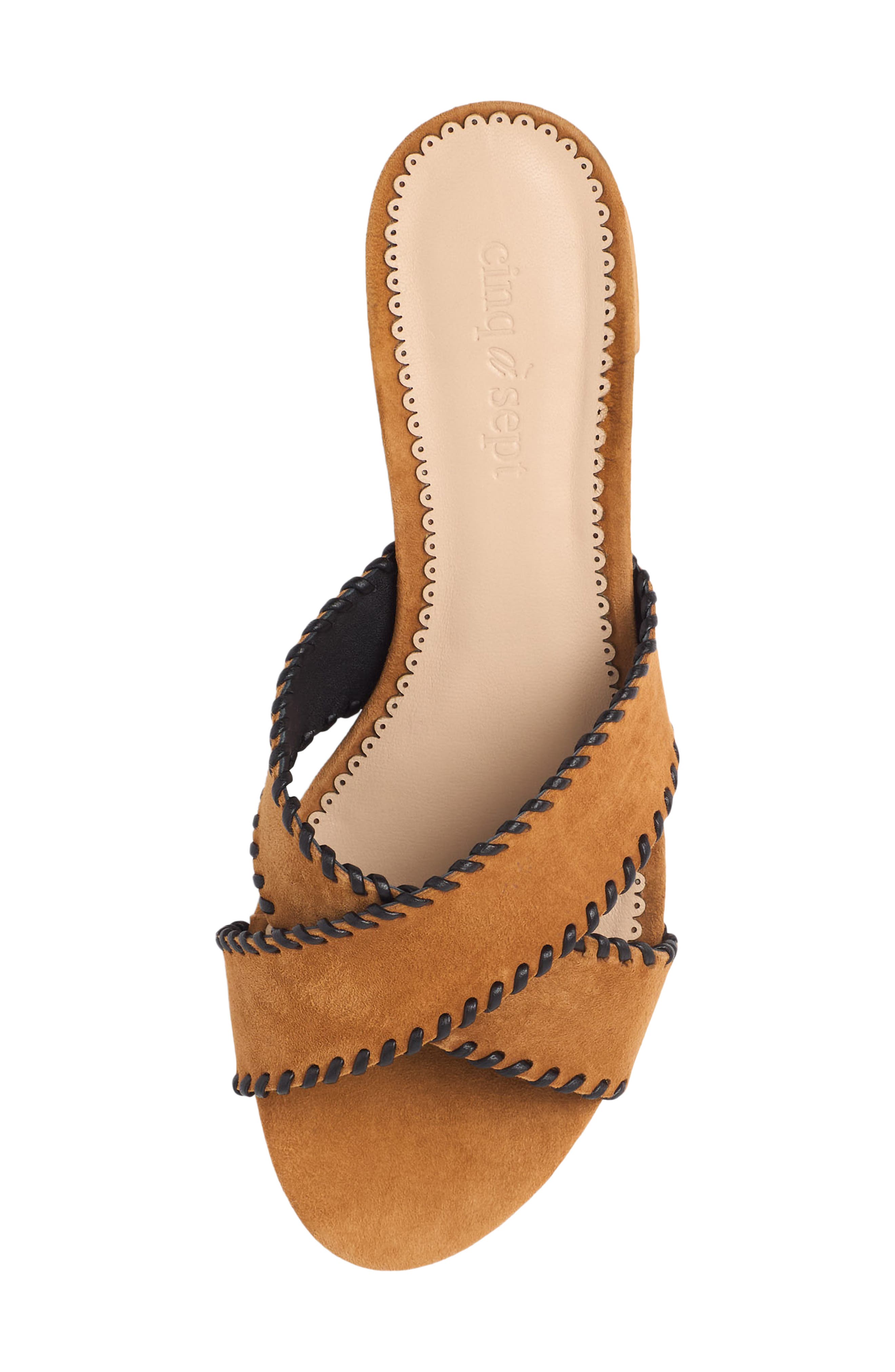 Amanda Crisscross Suede Slide Sandal, Alternate, color, GOLDEN SIENNA/ BLACK