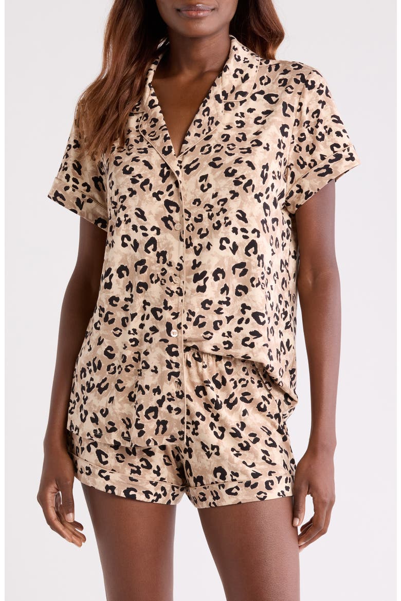 Moonlight Eco Short Pajamas, Main, color, TAN INKED LEOPARD