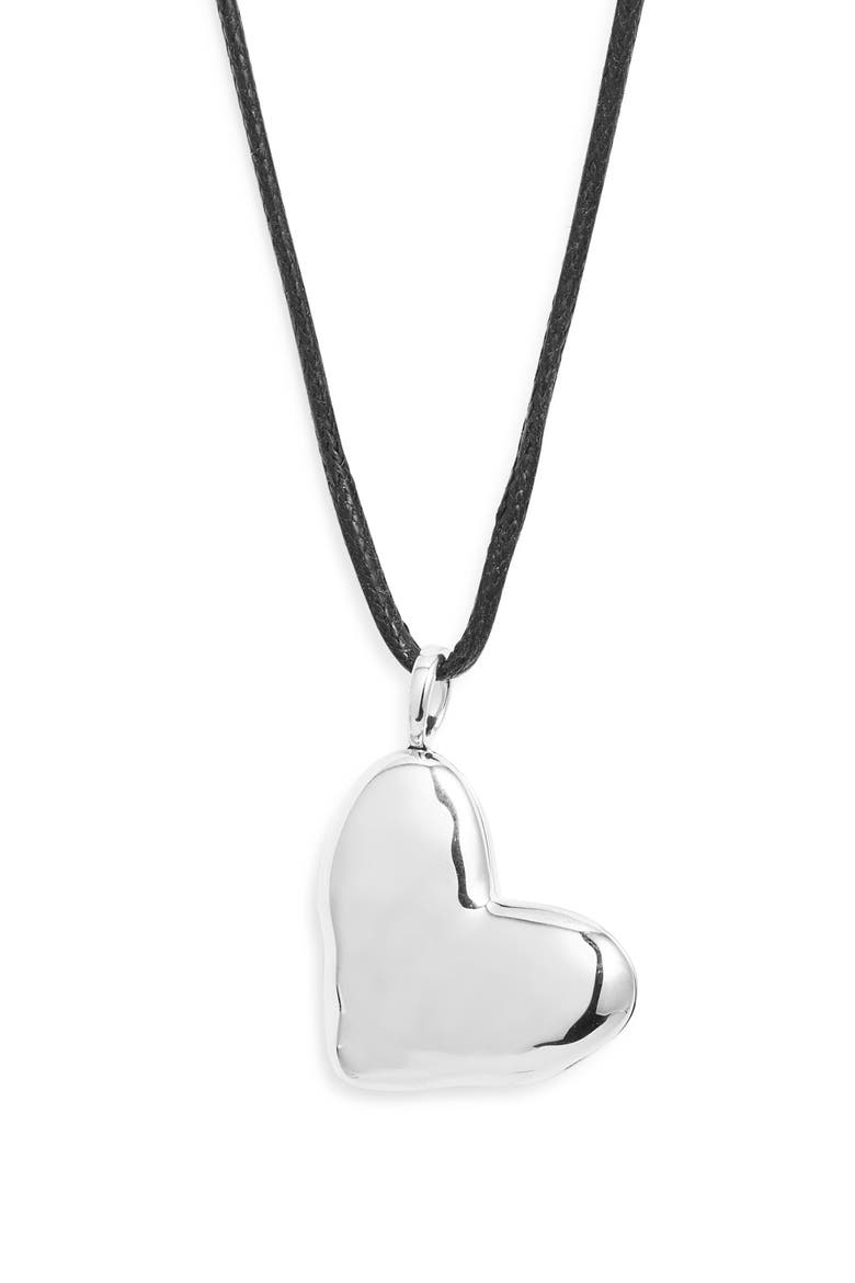 Heart Locket Cord Necklace, Main, color, STERLING SILVER