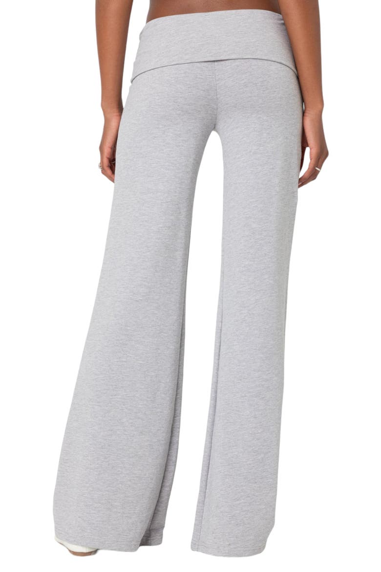 Wide Leg Foldover Pants, Alternate, color, LIGHT-GRAY-MELANGE
