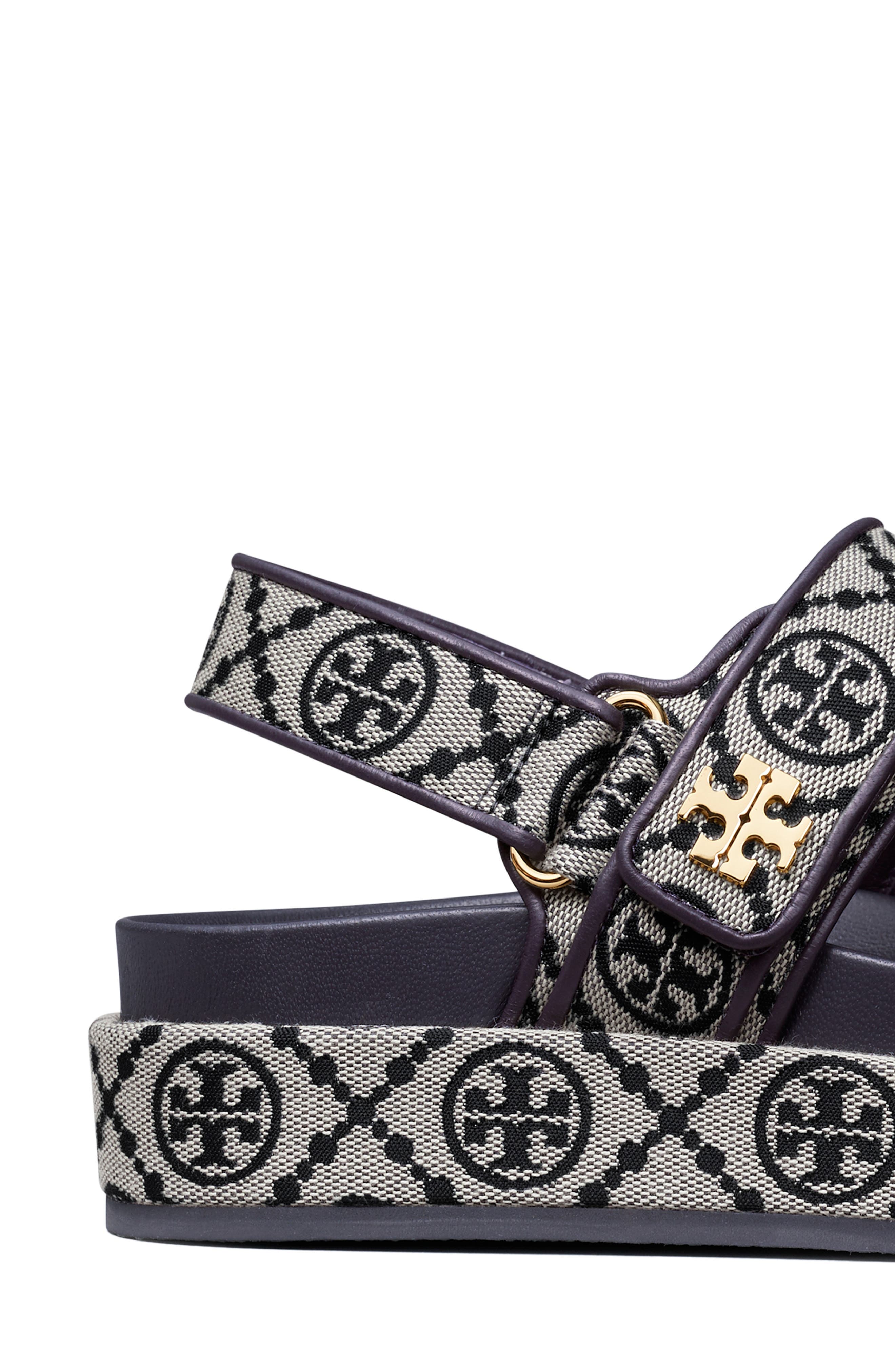 Tory Burch Kira T-Monogram Sport Slingback Platform Sandal, Alternate, color, 