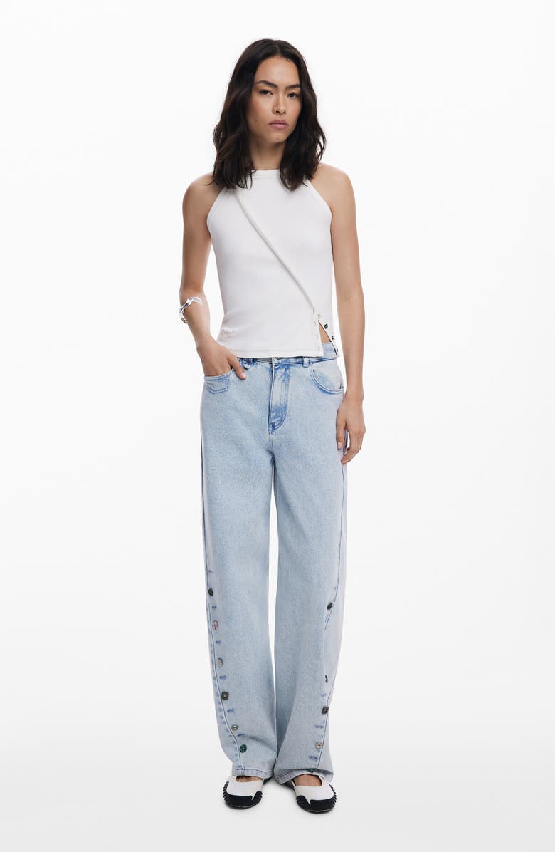 Desigual Straps Rib Tank, Alternate, color, White